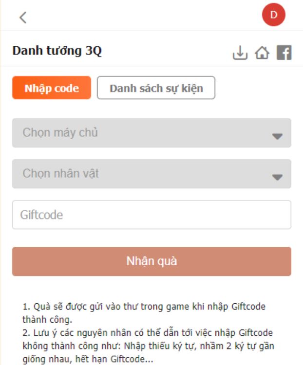 Hướng dẫn cách nhận code danh tướng 3Q miễn phí